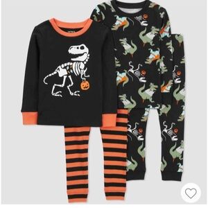 New Carter's Black and Orange Dinosaur Pajama Set